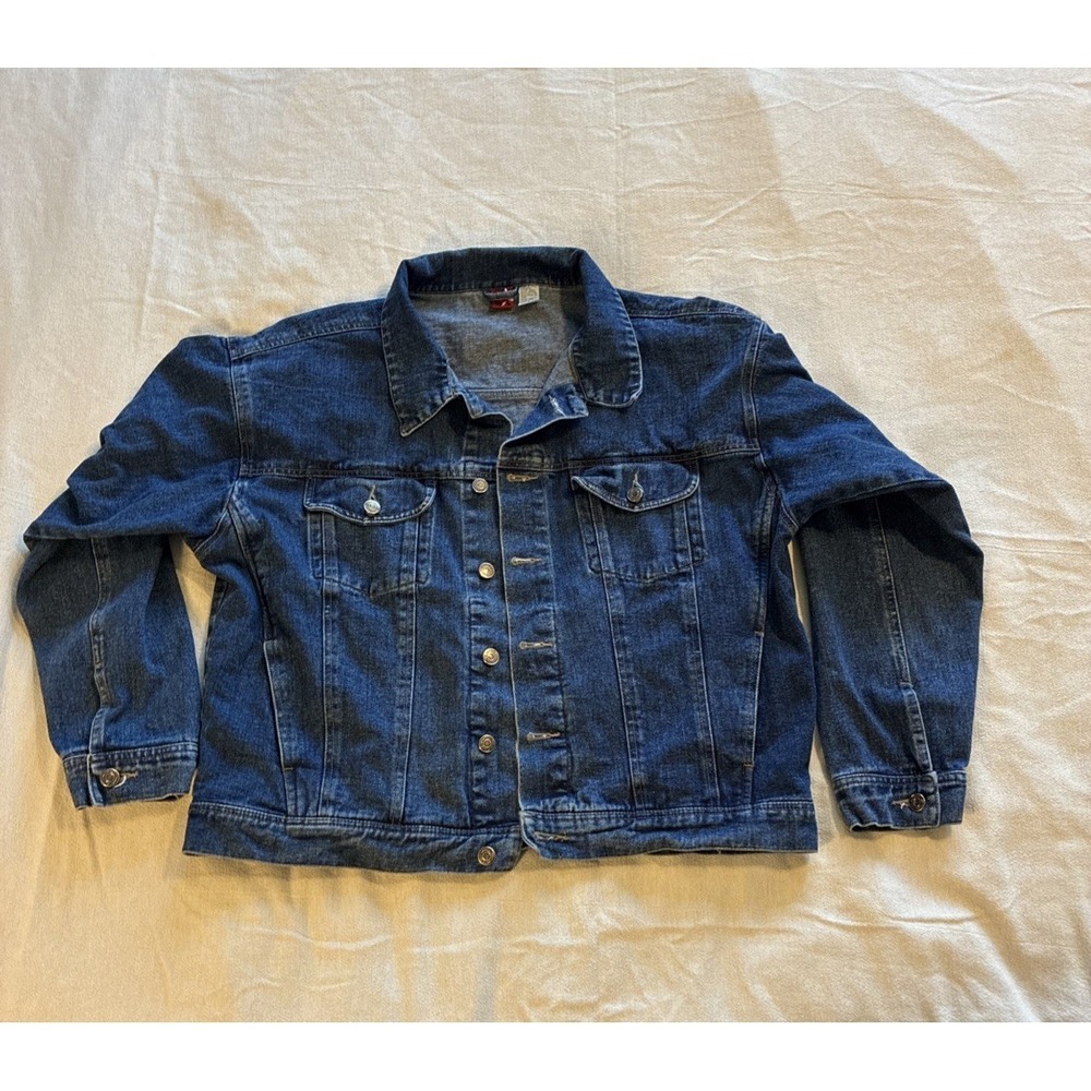 VTG 90s Marlboro Mens Blue Denim Trucker Jacket XL Western Gorpcore Westerncore